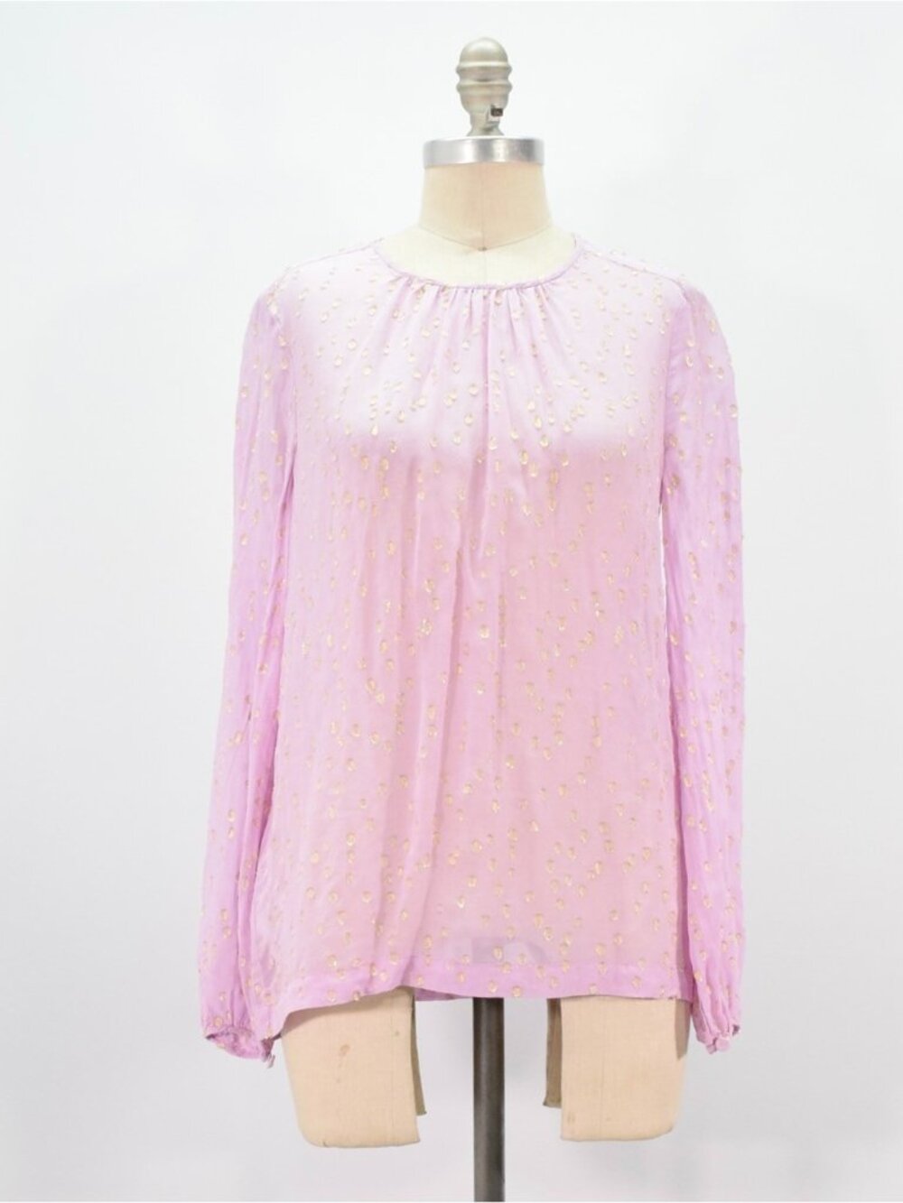 BCBG Max Azria Lilac Purple Silk Chiffon Peasant Blouse